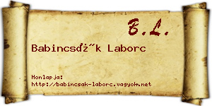 Babincsák Laborc névjegykártya
